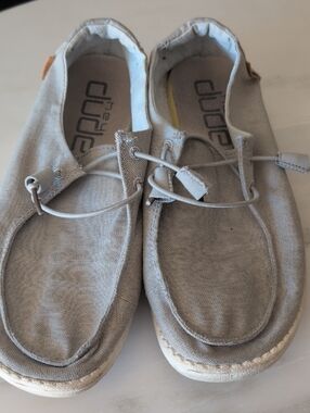 Hey Dude Casual Slip-On Shoes in Gray Canvas